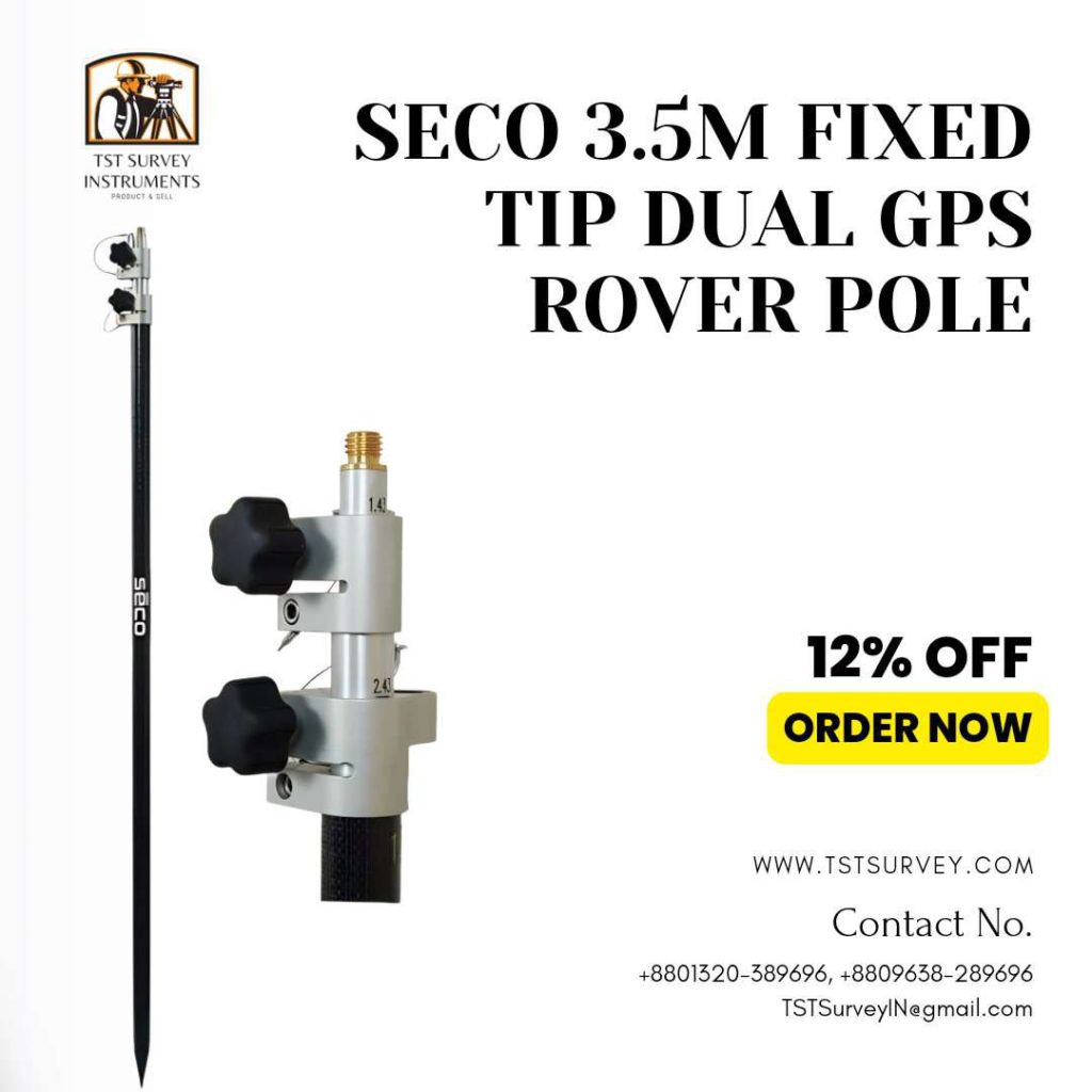 Fixed Tip Dual GPS Rover Pole - TST Survey Instruments
